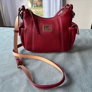 NWOT Dooney & Bourke Cherry Red Leather Crossbody Bag Adjustable Strap dust bag